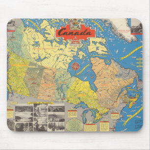 Tapis De Souris Carte picturale du Canada - Points de repère