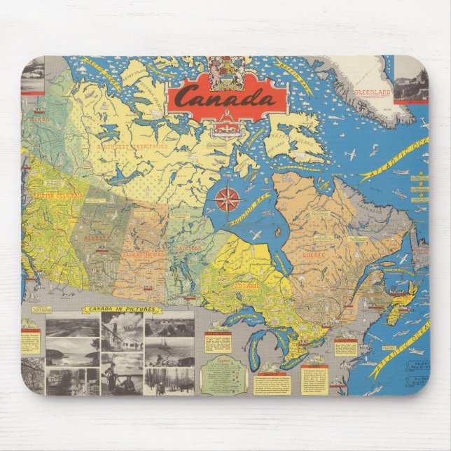 Tapis De Souris Carte picturale du Canada - Points de repère (Devant)