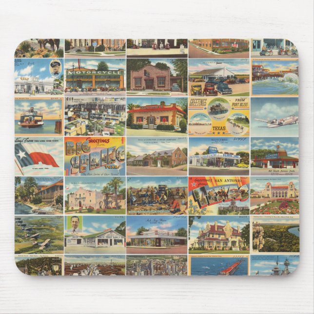 Tapis De Souris Carte postale ancienne du Texas Mousepad (Devant)