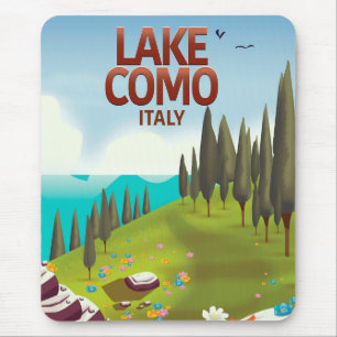 Tapis De Souris Carte postale de voyage du lac de Côme Italie.