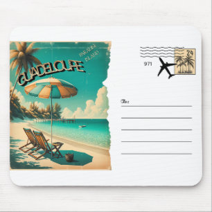 Tapis De Souris Carte Postale Rétro Guadeloupe Plage Exotique