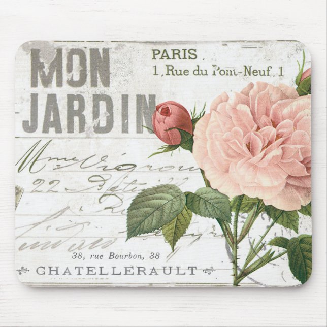 Tapis De Souris carte postale vintage rose (Devant)