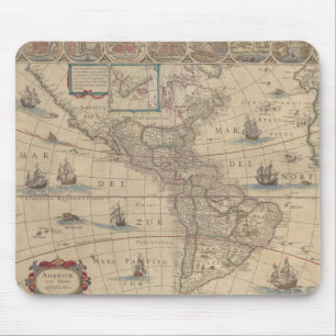 Tapis De Souris Carte précoce des Amériques (Amérique du Nord et A