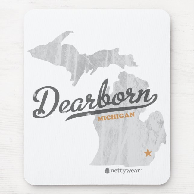 Tapis De Souris Carte rétro Mousepad de Dearborn Michigan (Devant)