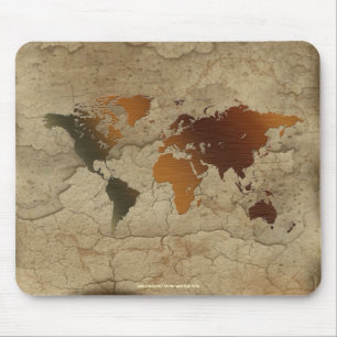 Tapis De Souris Carte Rustique de la Terre du Monde Arty Mousepad
