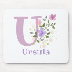 Tapis De Souris Carte Souris Initial Plus Nom & Fleurs Design