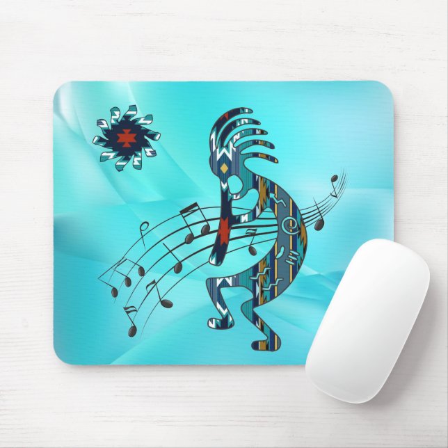 Tapis De Souris Carte souris Turquoise Kokopelli (Avec souris)