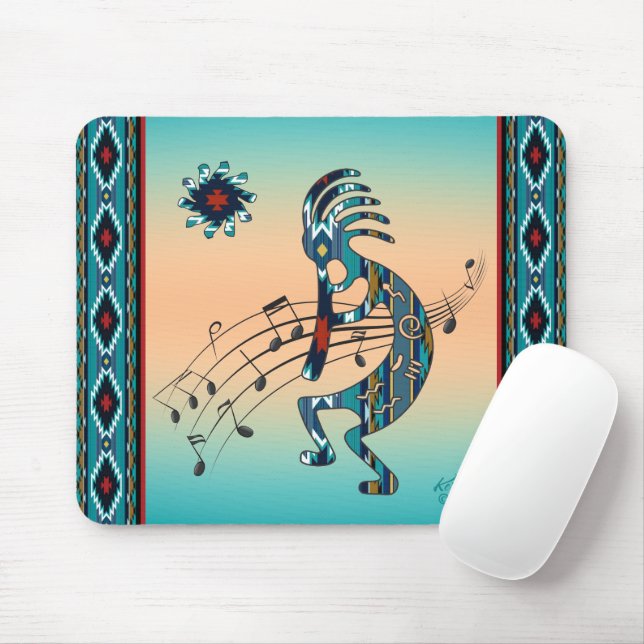 Tapis De Souris Carte souris Turquoise Kokopelli (Avec souris)