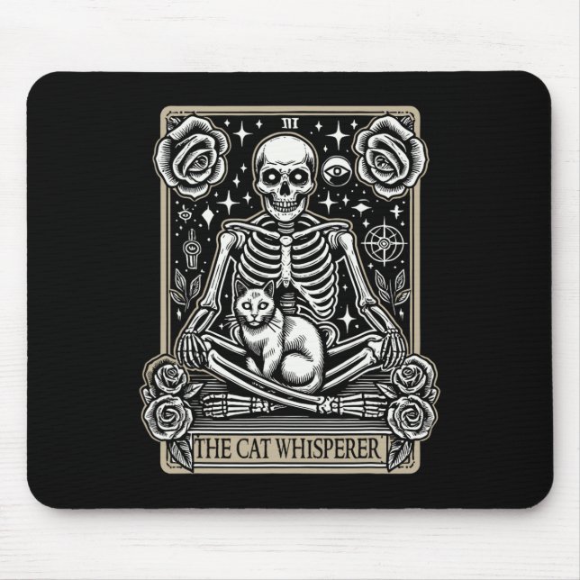 Tapis De Souris Carte Tarot Emo Gothic - Occulte Le Whisperer Cat (Devant)