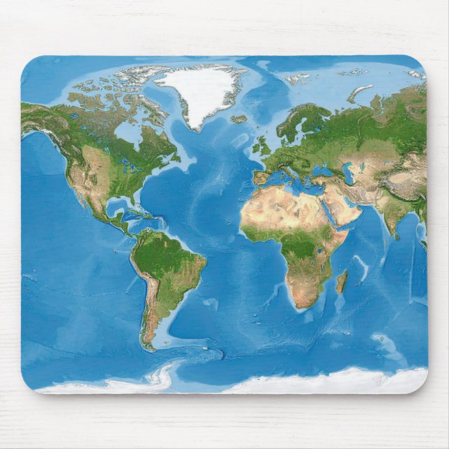 Tapis De Souris Carte topographique illustrée du monde (Devant)