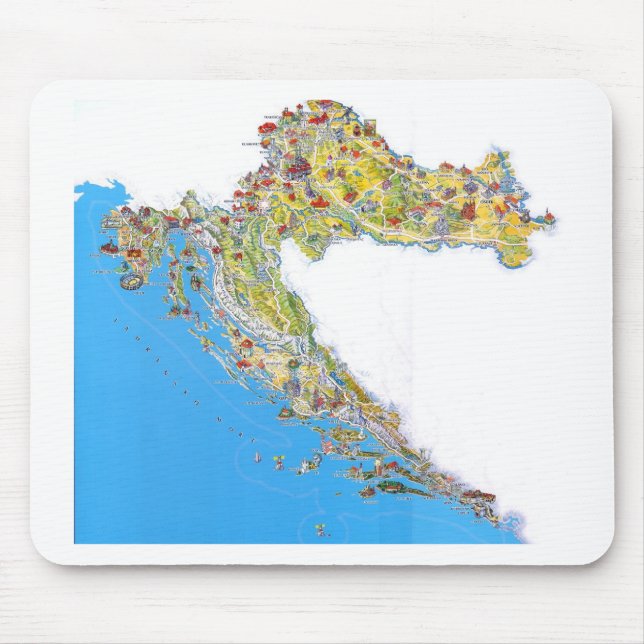 Tapis De Souris Carte touristique de la Croatie, mapa de (Devant)