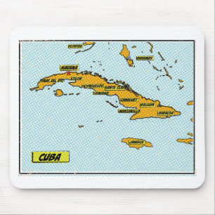 Tapis De Souris Carte vintage De La Bande Dessinée De Cuba