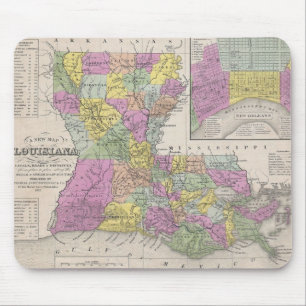 Tapis De Souris Carte vintage de la Louisiane (1853)