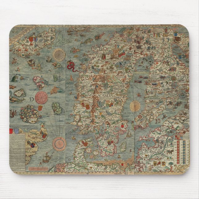 Tapis De Souris Carte vintage de la Scandinavie (Devant)