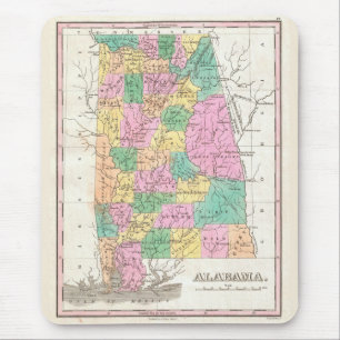 Tapis De Souris Carte vintage de l'Alabama (1827)