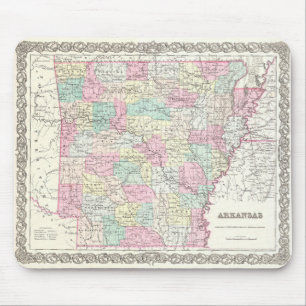 Tapis De Souris Carte Vintage de l'Arkansas (1855)