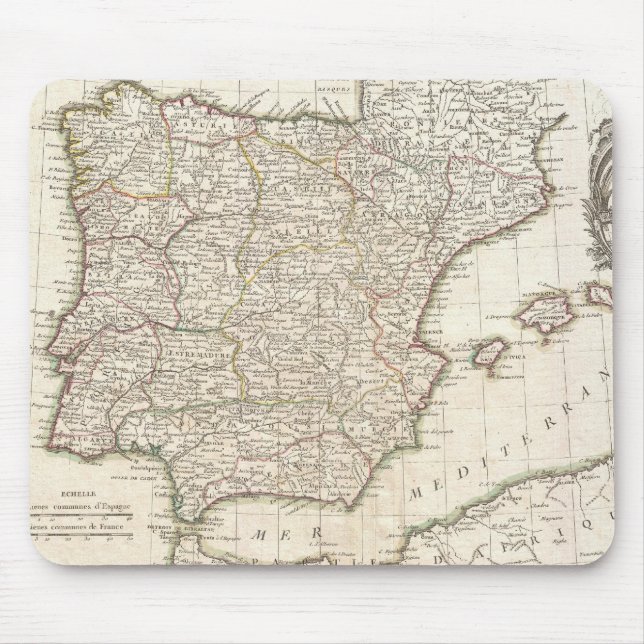 Tapis De Souris Carte vintage de l'Espagne (1775) (Devant)