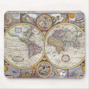 Tapis De Souris Carte vintage Vieux Monde Conception amoureuse de 