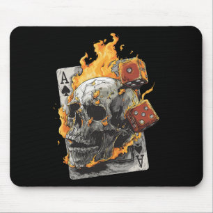 Tapis De Souris Cartes à jouer dés flammes de crâne Poker Tarot sq