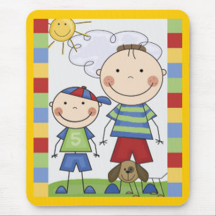 Tapis De Souris Cartes et Cadeaux pour Enfants à Figures Bâtons