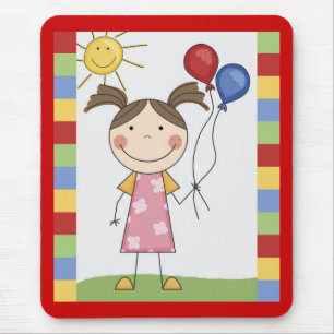 Tapis De Souris Cartes et Cadeaux pour Enfants à Figurines Bâtons