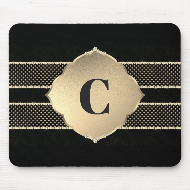 Tapis De Souris Cartes Monogrammes Or (Devant)
