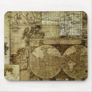 Tapis De Souris Cartes vintage vieux monde