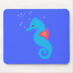 Tapis De Souris Carton bleu Seahorse