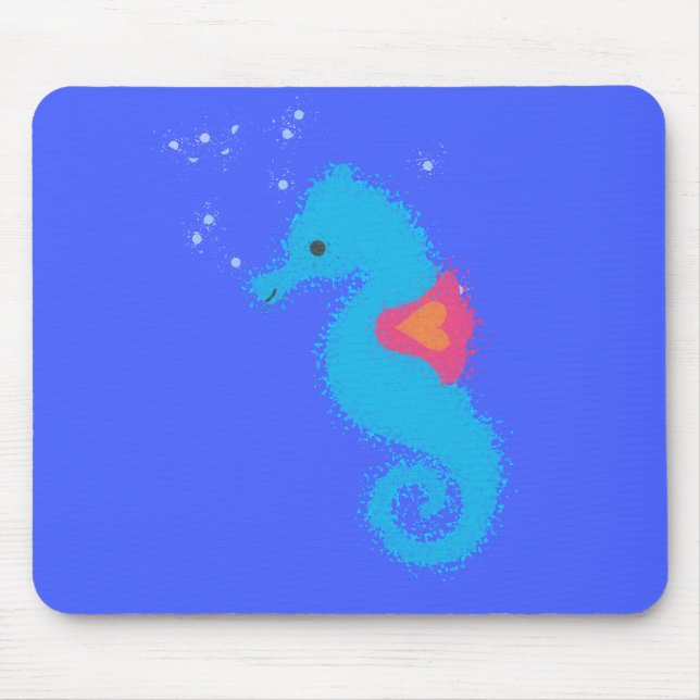 Tapis De Souris Carton bleu Seahorse (Devant)