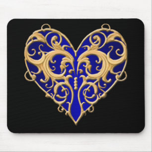 Tapis De Souris Carton de souris bleu Filigree Heart
