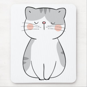 Tapis De Souris Carton Kitten Cute Grey Tiger Blanc Tabby Chat