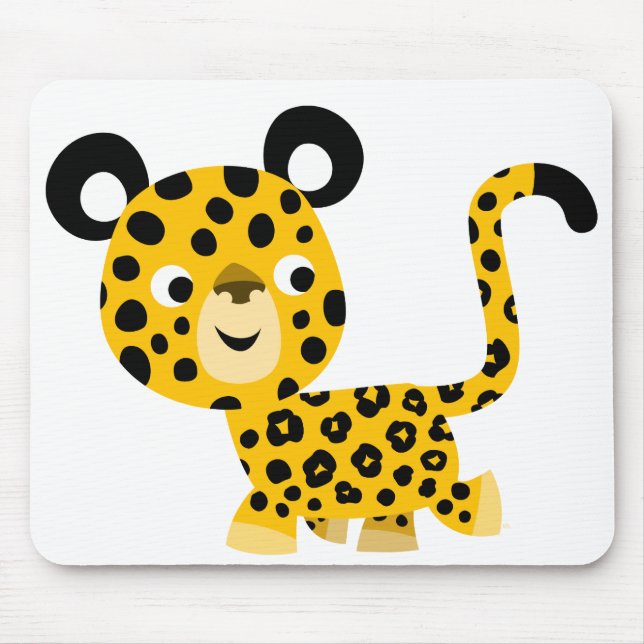 Tapis De Souris Carton mignon souriant léopard Mousepad (Devant)