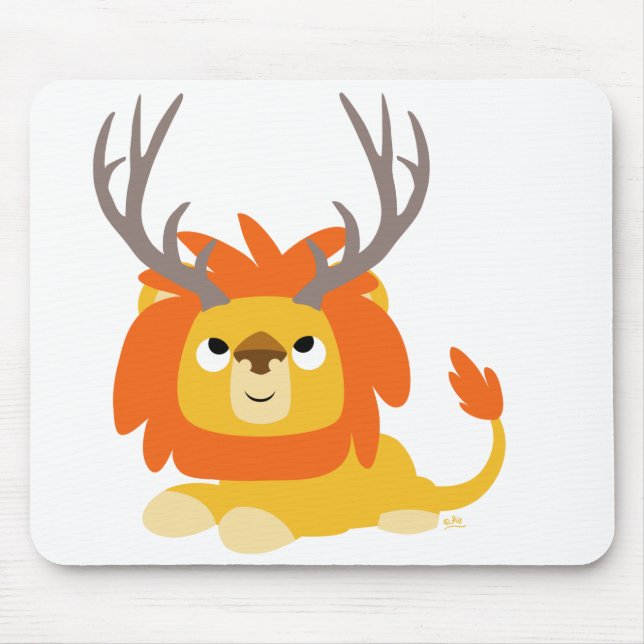 Tapis De Souris Cartoon Antlered Lion mousepad (Devant)
