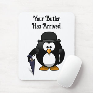 Tapis De Souris Cartoon de pingouin à boutons doux et classe avec 