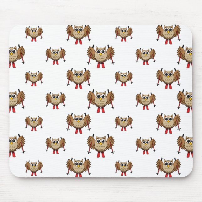 Tapis De Souris Cartoon de ski de Chouette (Devant)