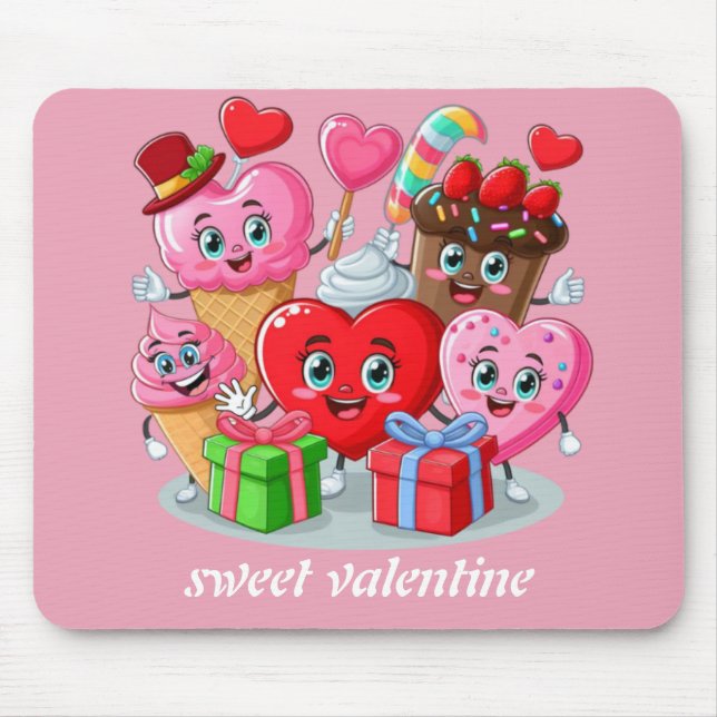 Tapis De Souris Cartoon Heart & Sweet amis valentine's day (Devant)