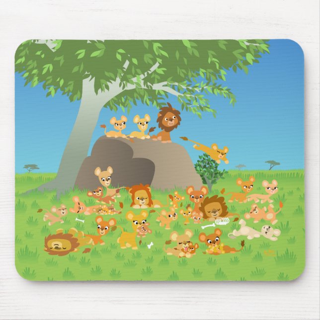 Tapis De Souris Cartoon Lion Famille mousepad (Devant)