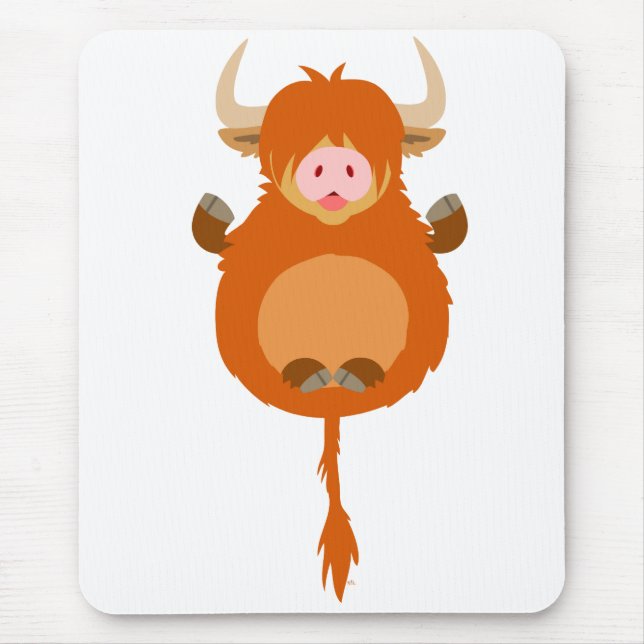 Tapis De Souris Cartoon Méditant Mignonne Mousepad de vache Highla (Devant)