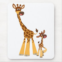 Cartoon mignon Mère Giraffe et Calf Mousepad