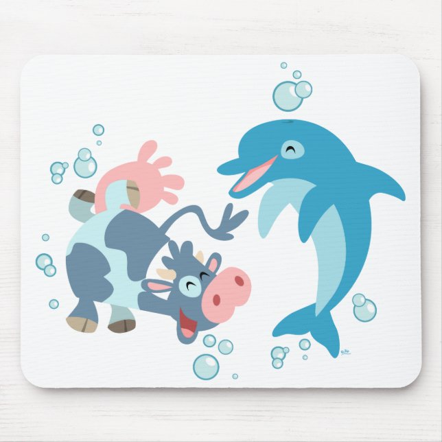 Tapis De Souris Cartoon Seacow et Dolphin mousepad (Devant)