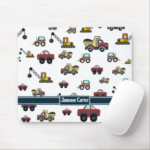 Tapis De Souris Cartoon Truck Voiture Crane Nom du véhicule Person