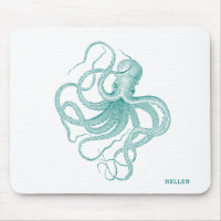 Cartouche de souris octopus Vintage Turquoise