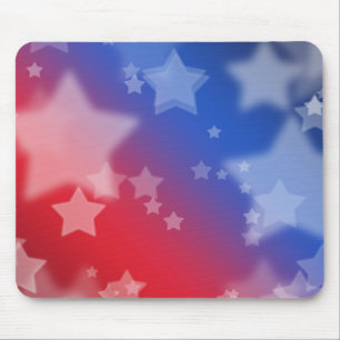 Tapis De Souris Cartouche de souris rouge blanc et bleu étoiles