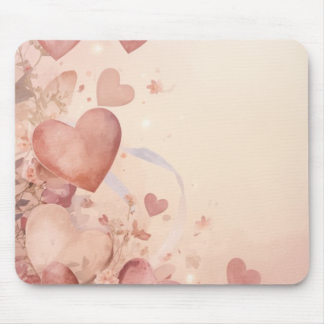 Tapis De Souris Cascade de cœurs abstraits rose poussiéreux capric (Devant)