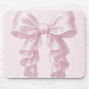 Tapis De Souris Cascade Rose Ruban Froncé Élégant Luxueux Féminin