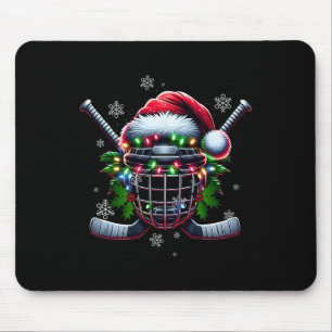 Tapis De Souris Casque de Noël de hockey sur glace Chapeau de Père