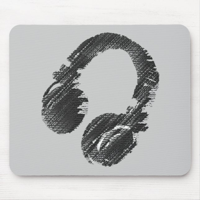 Tapis De Souris casque deejay de musique noire (Devant)