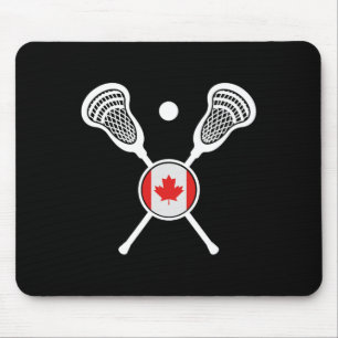 Tapis De Souris Casque Lacrosse Drapeau Canadien Lax Bâtons Canada
