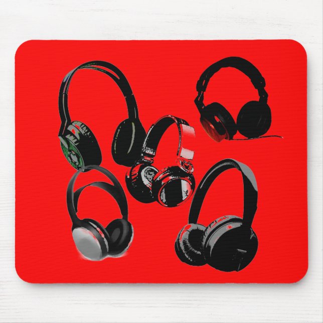 Tapis De Souris Casque noir rouge Silhouettes Pop Art (Devant)