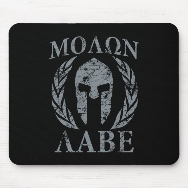 Tapis De Souris Casque spartiate grunge de Molon Labe (Devant)